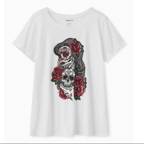 NWT TORRID MUERTA SKULL SLIM FIT CREW TEE - Picture 4 of 5